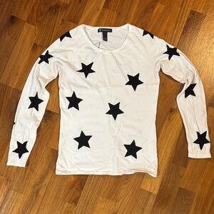 INC International Concepts White Top with Black Star Detail